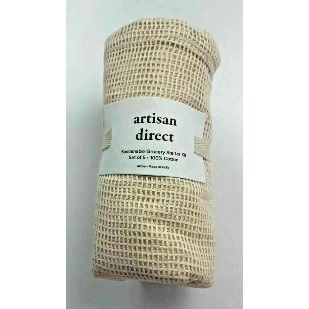Artisan Direct Sustainable Grocery Starter Kit Reusable Shopping Bags Set of 5